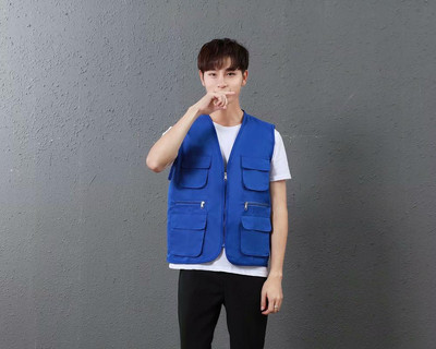 Pielāgota dizaina logotipa veste vīriešiem un sievietēm ar daudzām kabatām, ikdienas kombinezoni, āra komandas reklāmas topi