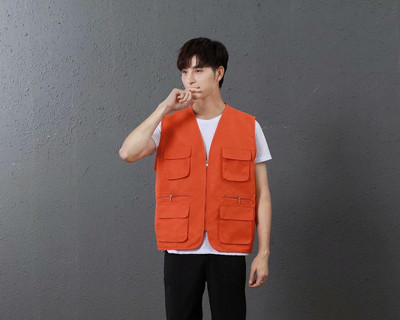 Pielāgota dizaina logotipa veste vīriešiem un sievietēm ar daudzām kabatām, ikdienas kombinezoni, āra komandas reklāmas topi