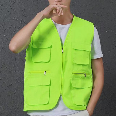 Pielāgota dizaina logotipa veste vīriešiem un sievietēm ar daudzām kabatām, ikdienas kombinezoni, āra komandas reklāmas topi