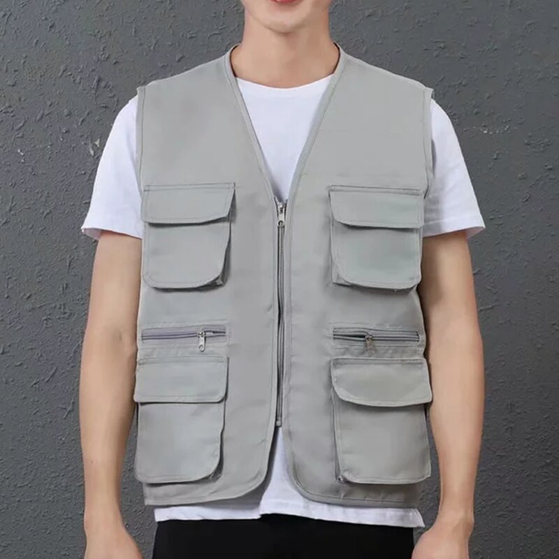 Pielāgota dizaina logotipa veste vīriešiem un sievietēm ar daudzām kabatām, ikdienas kombinezoni, āra komandas reklāmas topi