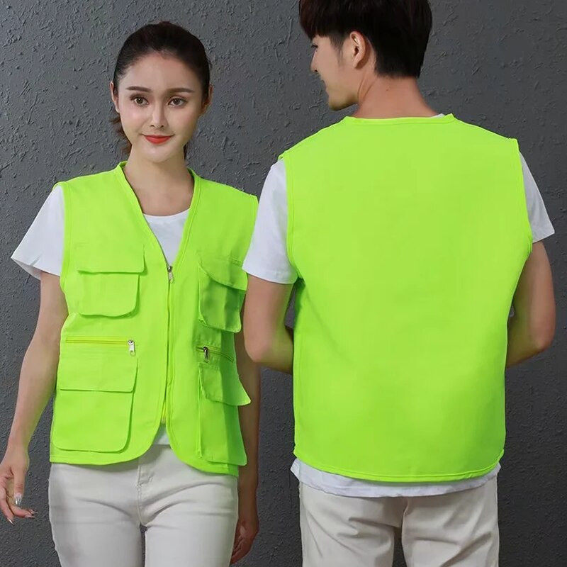 Pielāgota dizaina logotipa veste vīriešiem un sievietēm ar daudzām kabatām, ikdienas kombinezoni, āra komandas reklāmas topi