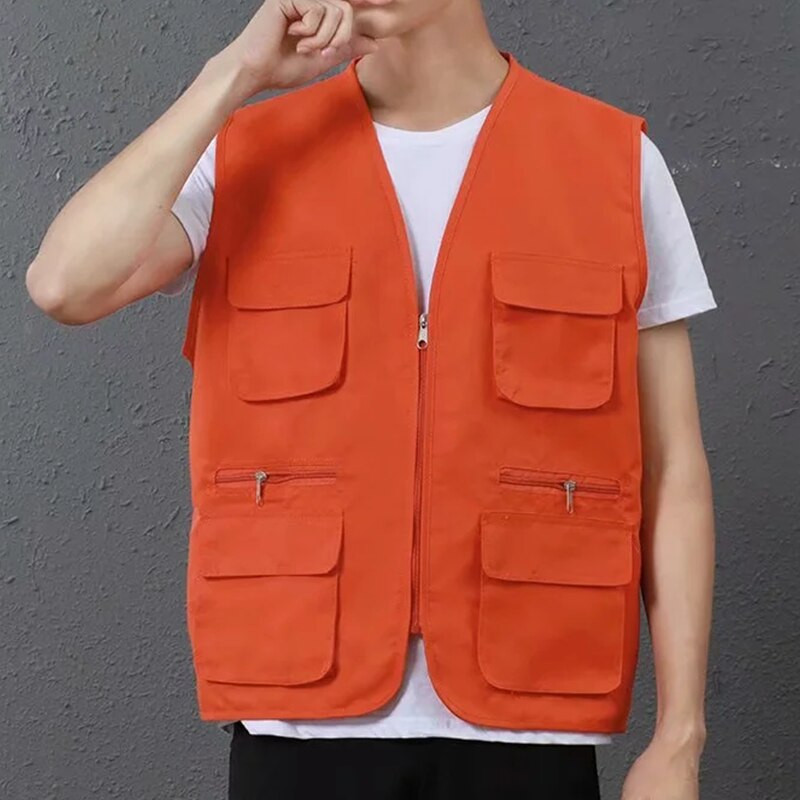 Pielāgota dizaina logotipa veste vīriešiem un sievietēm ar daudzām kabatām, ikdienas kombinezoni, āra komandas reklāmas topi