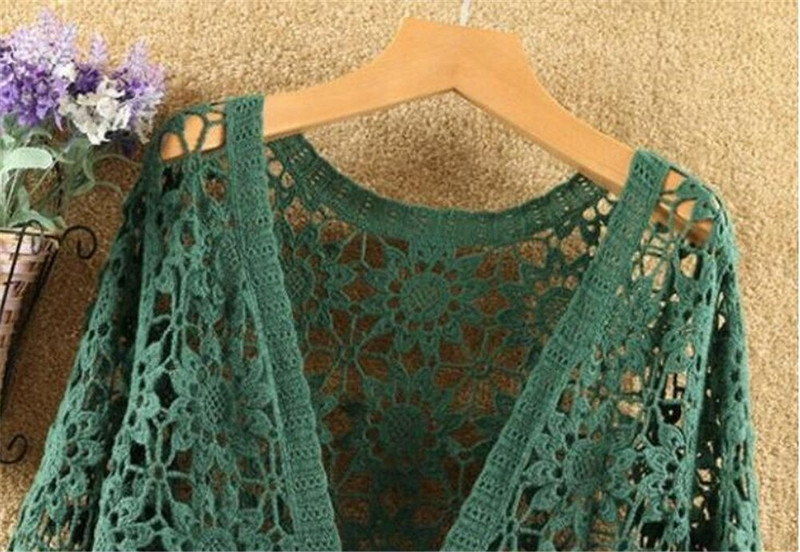 Seksīgs dobu mežģīņu sauļošanās jakas džemperis sievietēm, plats, brīvs gaisa kondicionētājs trikotāžas džemperis, plānas daļas sieviešu pavasaris rudens