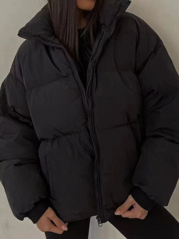 Ziemas parki sievietēm 2022. gada modes stends apkakle, burbuļjaka, mēteļi, silti, biezi, melni ikdienas sieviešu virsdrēbes mēteļi