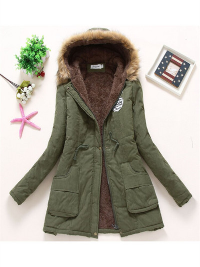 Női téli dzseki 2022 Új divat Gyapjú vastag szőrme kapucnis Parkas kabát Rózsaszín 17 szín S-3XL Öv Vékony, meleg párnázott ruha