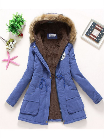 Női téli dzseki 2022 Új divat Gyapjú vastag szőrme kapucnis Parkas kabát Rózsaszín 17 szín S-3XL Öv Vékony, meleg párnázott ruha