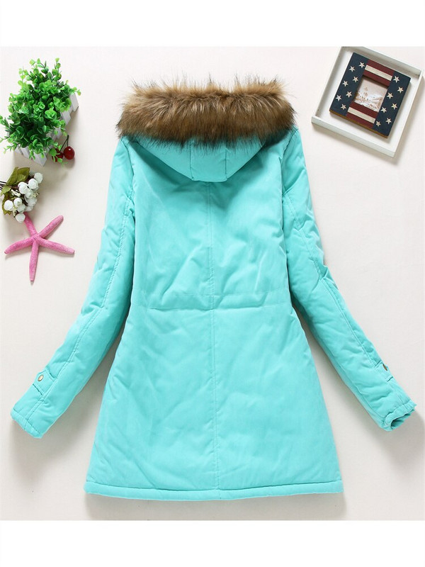 Női téli dzseki 2022 Új divat Gyapjú vastag szőrme kapucnis Parkas kabát Rózsaszín 17 szín S-3XL Öv Vékony, meleg párnázott ruha