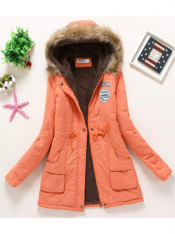 Női téli dzseki 2022 Új divat Gyapjú vastag szőrme kapucnis Parkas kabát Rózsaszín 17 szín S-3XL Öv Vékony, meleg párnázott ruha
