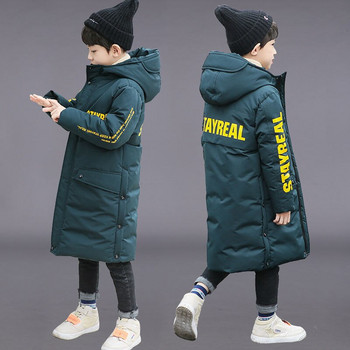 Ρωσία Snowsuit 2022 Χειμώνας Αγόρια Μακρύ Παλτό Ρούχα Αδιάβροχα Αντιανεμικά Εξωτερική Χονδρή κουκούλα Parka Παιδικά ρούχα -30