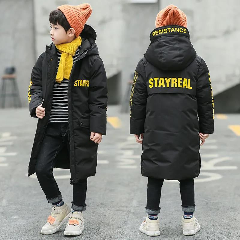 Ρωσία Snowsuit 2022 Χειμώνας Αγόρια Μακρύ Παλτό Ρούχα Αδιάβροχα Αντιανεμικά Εξωτερική Χονδρή κουκούλα Parka Παιδικά ρούχα -30