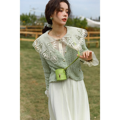 MISHOW Pavasara cietais jaciņš sievietēm, tievs, dobs, izliekts trikotāžas mētelis Sweet, maigs, vienrindas korejiešu džemperis MXB14Z0317