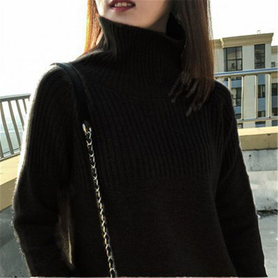 Modes sieviešu džemperis ar garām piedurknēm ar augstu kakla izgriezumu, rudens un ziemas jauns ikdienas brīvs džemperis vienkrāsains sieviešu džemperis