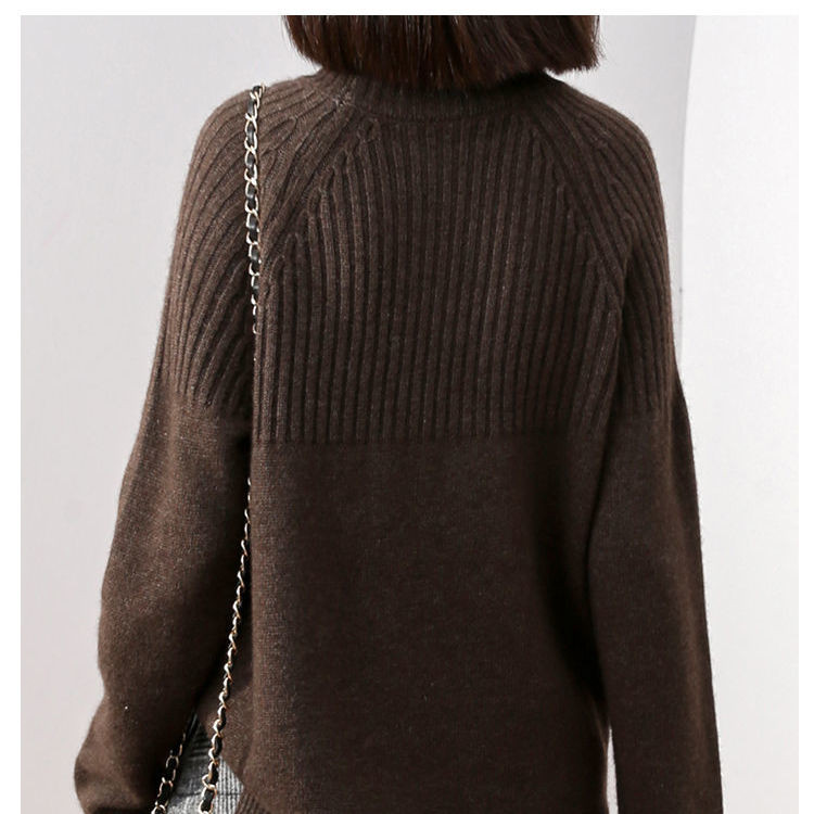 Modes sieviešu džemperis ar garām piedurknēm ar augstu kakla izgriezumu, rudens un ziemas jauns ikdienas brīvs džemperis vienkrāsains sieviešu džemperis