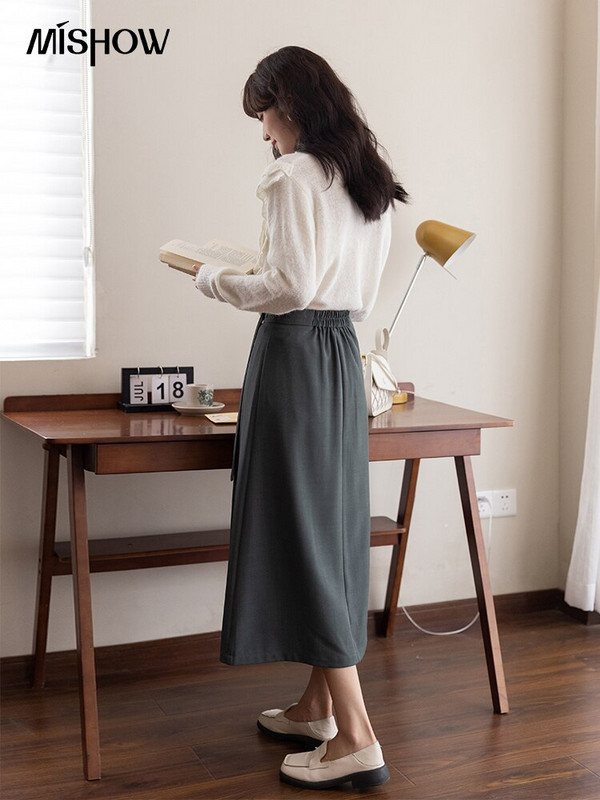 MISHOW Jesen 2022., ženski pleteni kardigani s francuskim v-izrezom i cvjetovima izvezenim naborima, jednoredno kopčanje od mohera MXB31Z0721