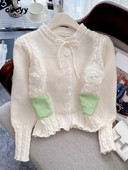 Circyy skraćeni pulover Ženski pleteni kardigan pulover s mašnom Cvjetna modna patchwork odjeća Ležerna nova slatka i slatka jednoredno kopčanje