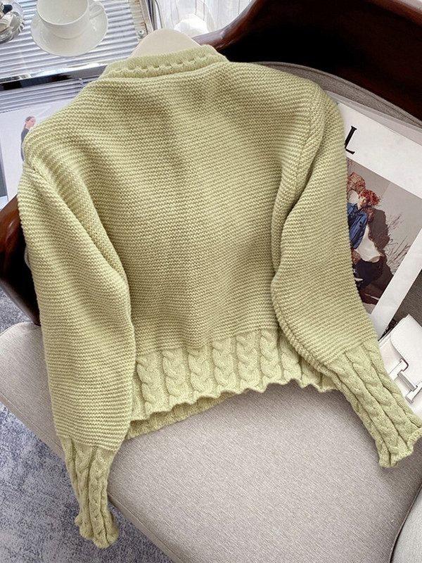 Circyy skraćeni pulover Ženski pleteni kardigan pulover s mašnom Cvjetna modna patchwork odjeća Ležerna nova slatka i slatka jednoredno kopčanje