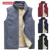 FGKKS rudens ziemas vīriešu plus samta veste vienkrāsaina jēra vilnas veste Liela izmēra bieza silta mīksta modes veste vīriešu