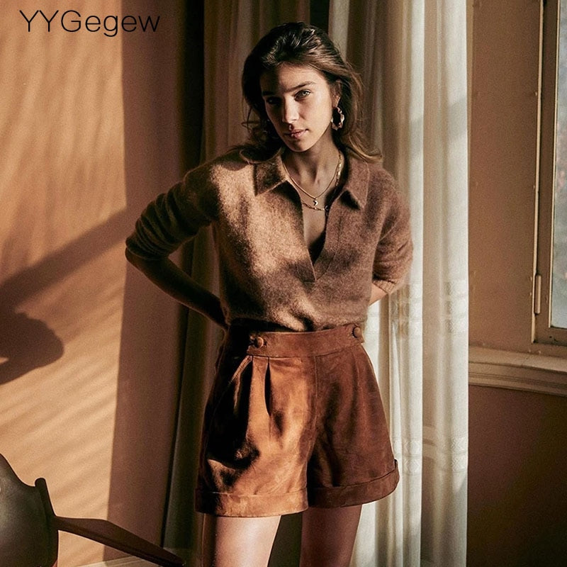 2021. gada kašmira rudens ziemas polo Džemperis Pulovers sieviešu ar garām piedurknēm oversize v-veida kakla izgriezums Kakla elegants džemperis