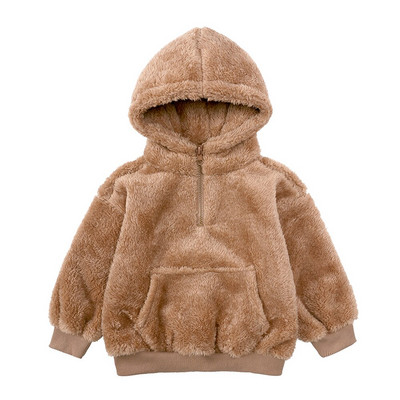 Toddler Baby Boys Meitenes Ziemas jaka 3D Lācis Ausis Hoodie Mētelis Kažokādas Flīss Izplūdis Sherpa Biezs Silts Apģērbs Bērnu Džemperis