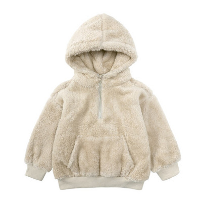 Toddler Baby Boys Meitenes Ziemas jaka 3D Lācis Ausis Hoodie Mētelis Kažokādas Flīss Izplūdis Sherpa Biezs Silts Apģērbs Bērnu Džemperis