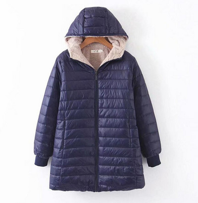 Zimska jakna Ženska tanka jakna od flisa s kapuljačom i dugim rukavima Ženska uska jakna srednjeg kroja Ženski pamučni kaput