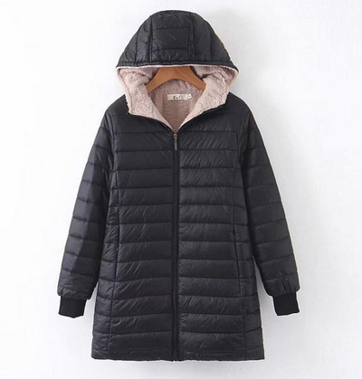 Zimska jakna Ženska tanka jakna od flisa s kapuljačom i dugim rukavima Ženska uska jakna srednjeg kroja Ženski pamučni kaput