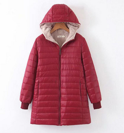 Zimska jakna Ženska tanka jakna od flisa s kapuljačom i dugim rukavima Ženska uska jakna srednjeg kroja Ženski pamučni kaput