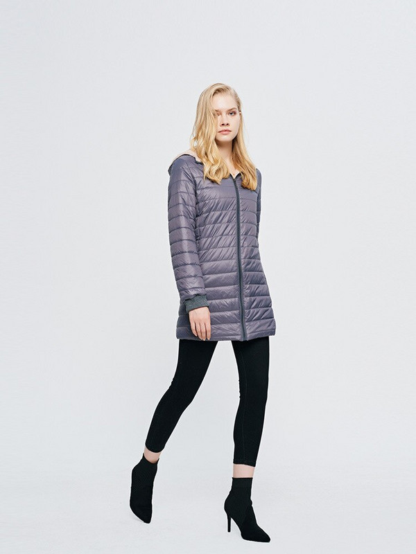 Zimska jakna Ženska tanka jakna od flisa s kapuljačom i dugim rukavima Ženska uska jakna srednjeg kroja Ženski pamučni kaput