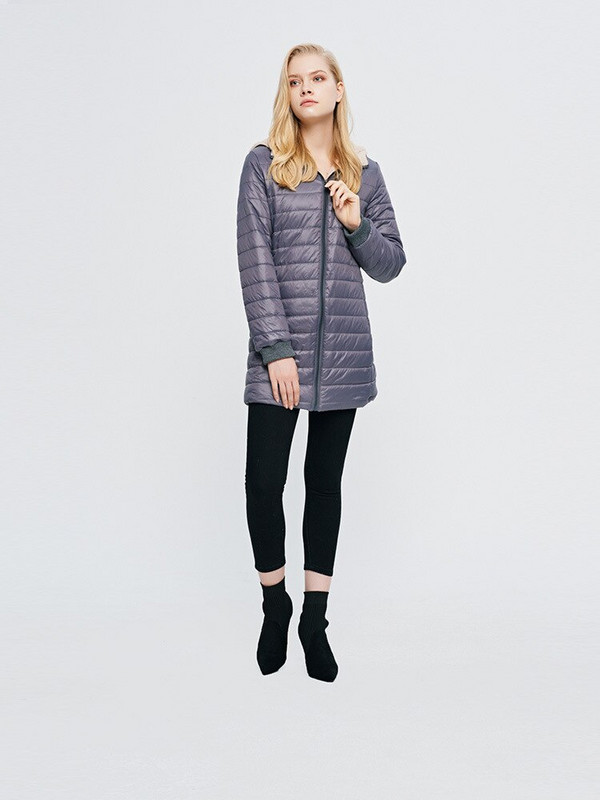 Zimska jakna Ženska tanka jakna od flisa s kapuljačom i dugim rukavima Ženska uska jakna srednjeg kroja Ženski pamučni kaput