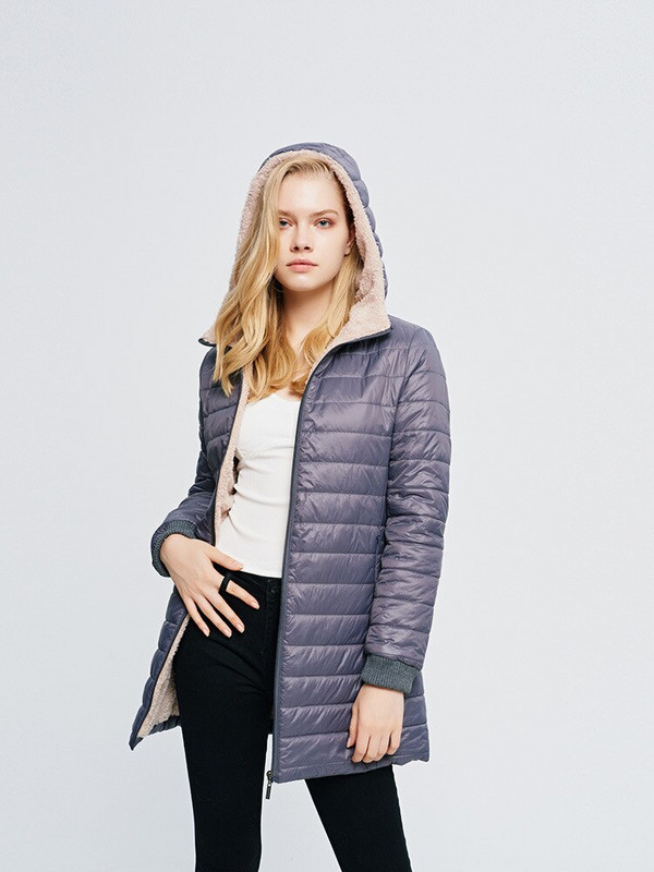 Zimska jakna Ženska tanka jakna od flisa s kapuljačom i dugim rukavima Ženska uska jakna srednjeg kroja Ženski pamučni kaput