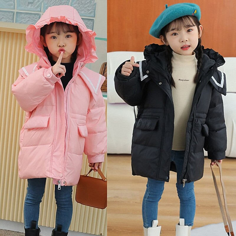 Mazuļu Meiteņu Apģērbi Jauni Rudens Ziemas Bērnu Modes Zēniem Meiteņu Jakas Karikatūra Bieza Silta Bērnu Garš Mētelis Jakas Sniega tērps 1-6Y