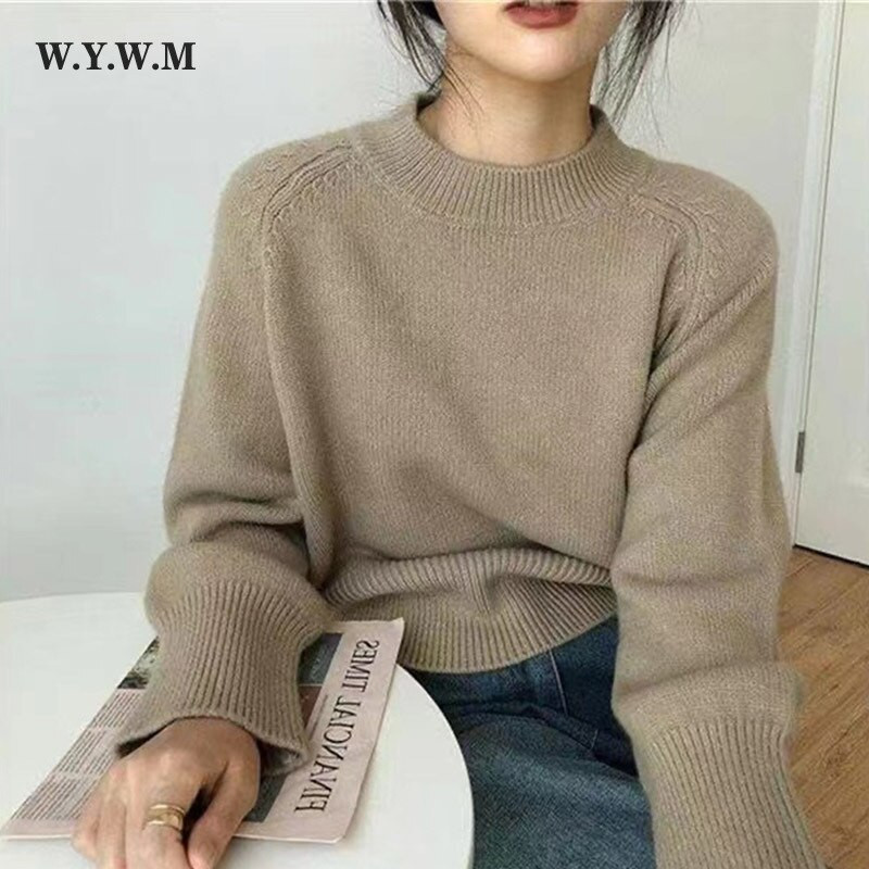 WYWM Winter Vintage Βάση O-λαιμόκοψη Πλεκτό Γυναικείο πουλόβερ Casual Lazy Oaf πουλόβερ πουλόβερ παντός τύπου Γυναικεία μασίφ απλά πλεκτά