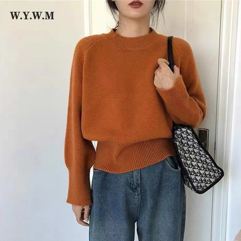 WYWM Winter Vintage Βάση O-λαιμόκοψη Πλεκτό Γυναικείο πουλόβερ Casual Lazy Oaf πουλόβερ πουλόβερ παντός τύπου Γυναικεία μασίφ απλά πλεκτά