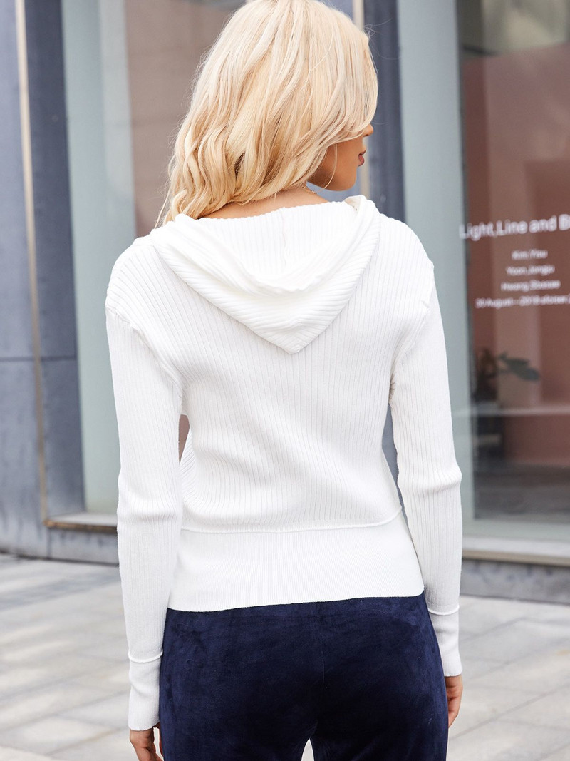 ZAFUL sieviešu trikotāžas mētelis ar rāvējslēdzēju ar kapuci