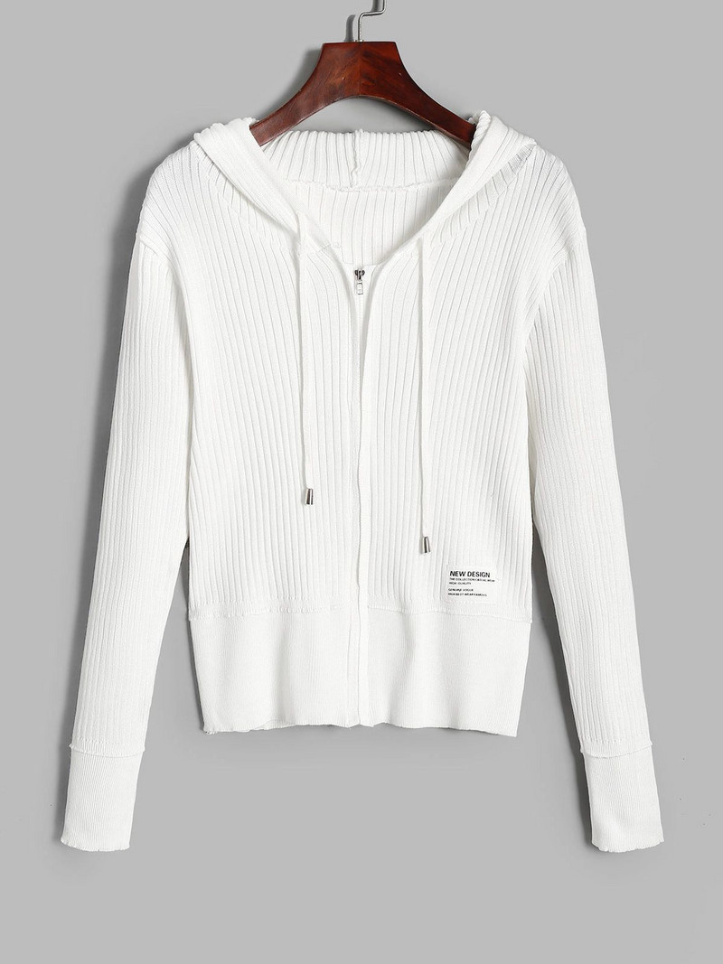 ZAFUL sieviešu trikotāžas mētelis ar rāvējslēdzēju ar kapuci