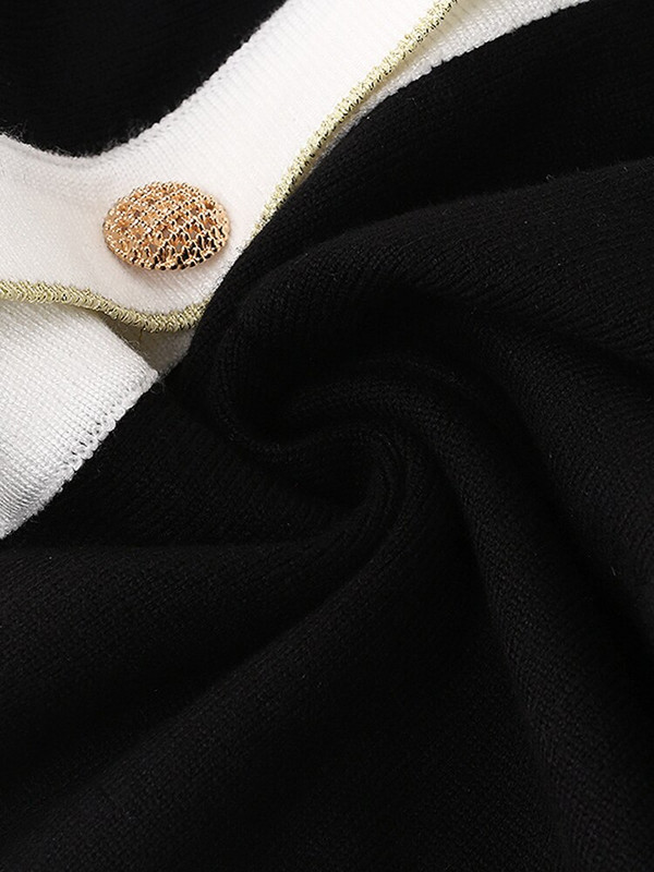 2022. gada rudens ziema Jaunums, trīs krāsu brīvs O veida kakla adīts jakas mētelis sievietēm ar pogām, garām piedurknēm, ikdienas eleganti topi C-160