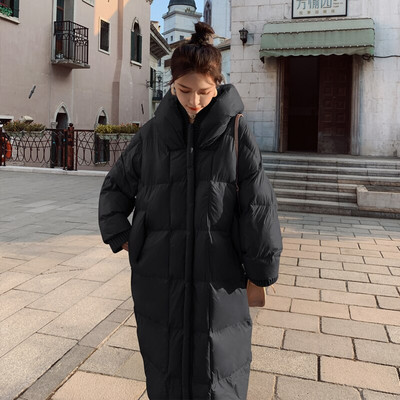 Χειμερινό μπουφάν με κουκούλα 2022 Ζεστό γυναικείο καφέ μεγάλου μεγέθους παλτό Μακρύ παλτό με βαμβακερή επένδυση Maxi Outwear Γυναικεία ρούχα χιονιού INKEO 2O081
