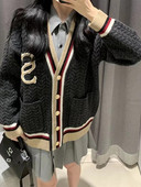 2022. gada jauns rudens ziemas raibs, krāsains burts, izšūts sieviešu ikdienas brīvs trikotāžas džemperis