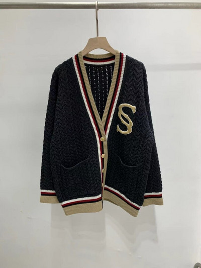 2022. gada jauns rudens ziemas raibs, krāsains burts, izšūts sieviešu ikdienas brīvs trikotāžas džemperis