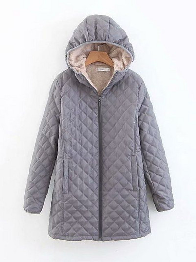 Γυναικεία χειμερινά ρούχα με κουκούλα Γυναικεία παλτό και μπουφάν Κομψά μοδάτα βαμβακερά επένδυση μακριά πάρκα Χοντρά ζεστά βελούδινα εξωτερικά ενδύματα