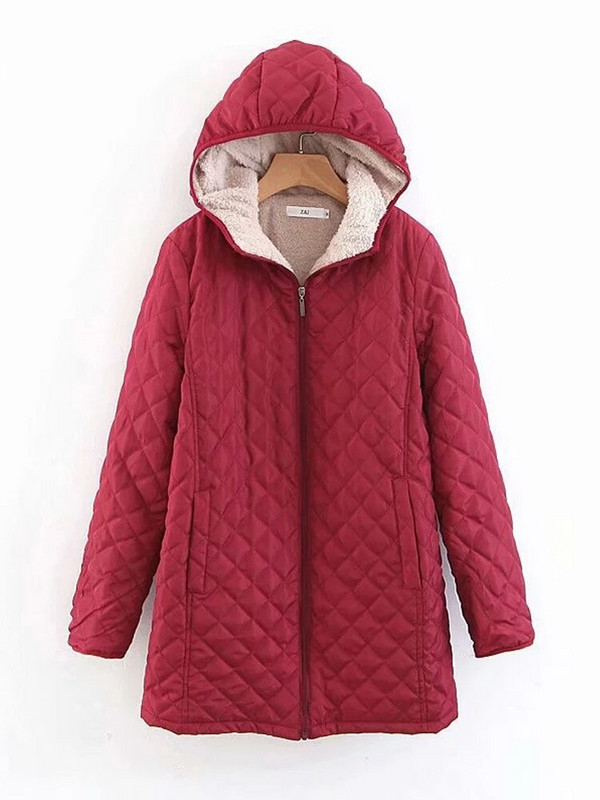 Γυναικεία χειμερινά ρούχα με κουκούλα Γυναικεία παλτό και μπουφάν Κομψά μοδάτα βαμβακερά επένδυση μακριά πάρκα Χοντρά ζεστά βελούδινα εξωτερικά ενδύματα
