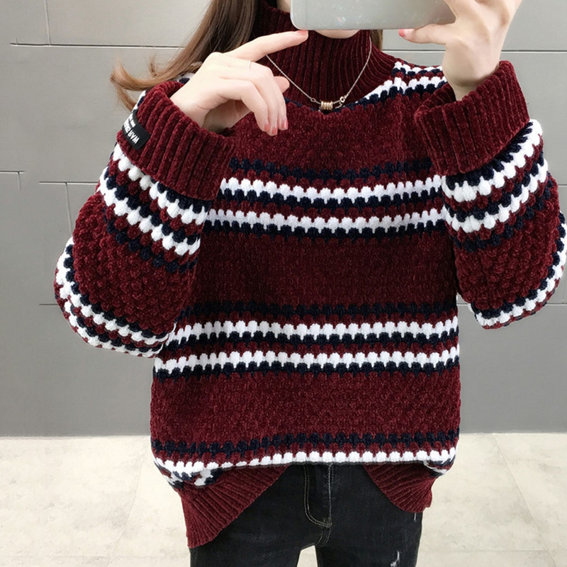 Vintage silts šenila džemperis Sieviešu džemperi ar pilnām piedurknēm samta ziemas džemperi sievietēm ar masīvu apkakli, vaļīgi sieviešu džemperi 2022