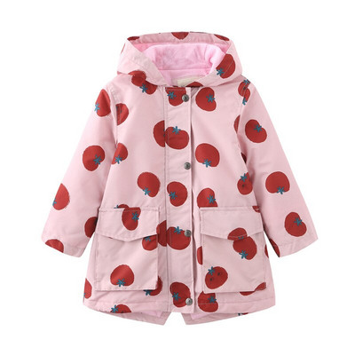 2022 Χειμερινά παλτό για αγόρια για κορίτσια με κουκούλα Παιδικά κινούμενα σχέδια με στάμπα μακρύ τζάκετ Fleece για εξωτερικούς χώρους Ζεστά αντιανεμικά βροχή Παιδικά κορυφαία ρούχα