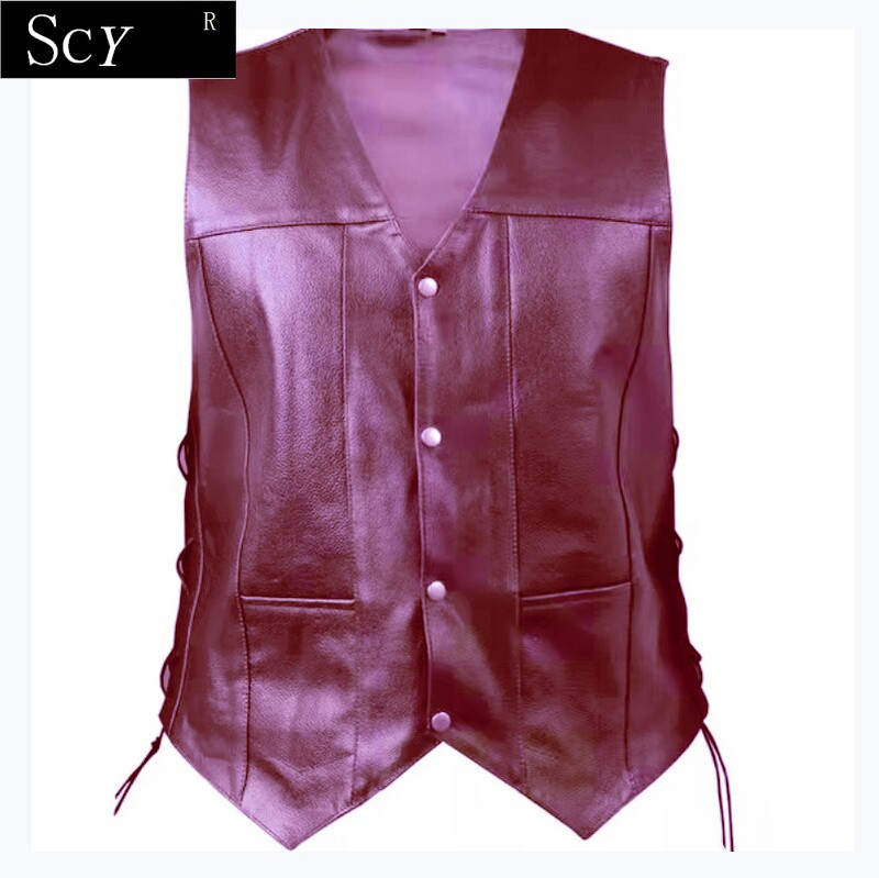 Vyriškos šoninės nėrinių džinsinio stiliaus dviratininko odinės liemenės ginklų kišenės