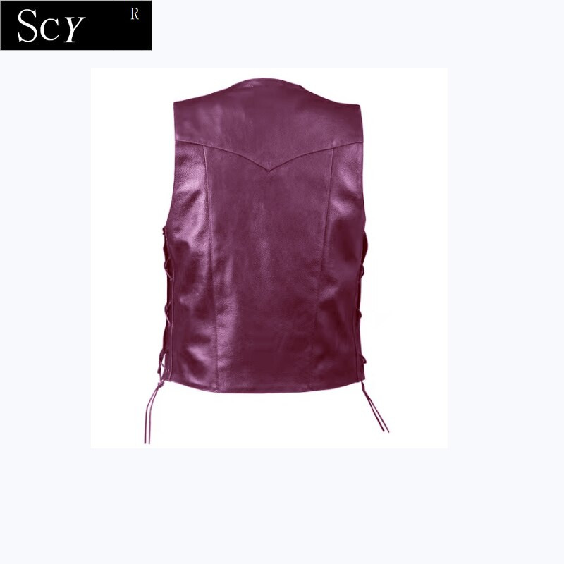 Vyriškos šoninės nėrinių džinsinio stiliaus dviratininko odinės liemenės ginklų kišenės