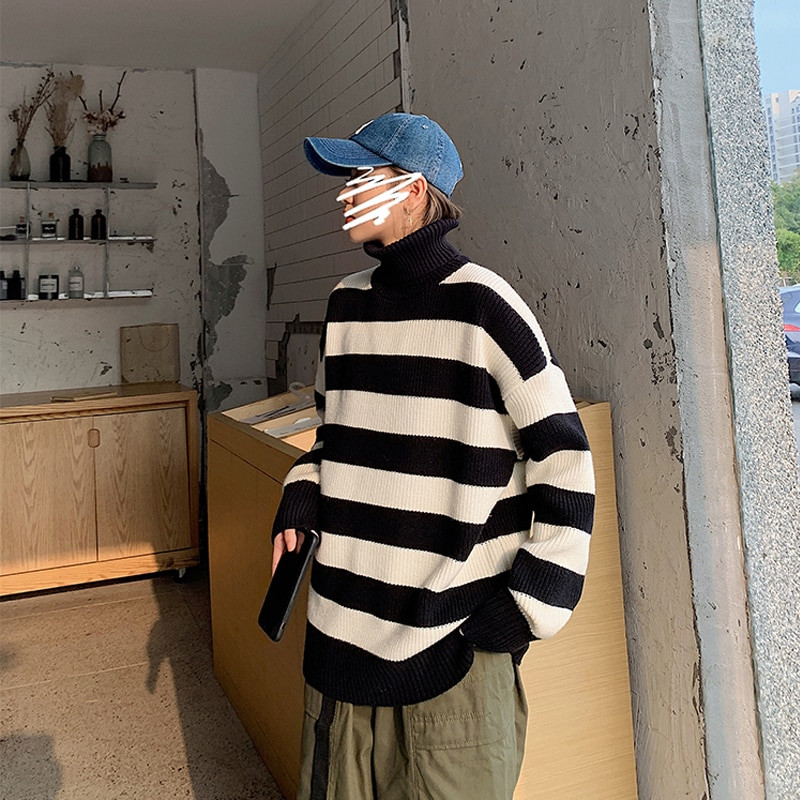 LEGIBLE rudens ziemas džemperis sieviešu ikdienas sieviešu džemperis Puloveri svītraini džemperi silti pusaudžu gril zaļi svītraini džemperi