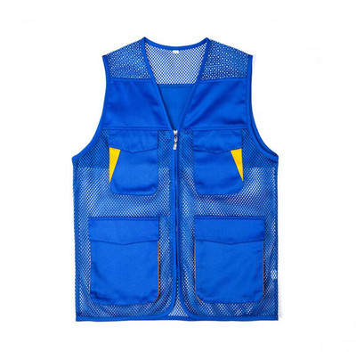 Vīriešu veste ar V veida kakla izgriezumu ar rāvējslēdzēju tīkla jaka bez piedurknēm pavasara vasara vīriešu daudzkabatu liela izmēra veste L-6XL