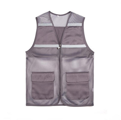 Vīriešu veste ar V veida kakla izgriezumu ar rāvējslēdzēju tīkla jaka bez piedurknēm pavasara vasara vīriešu daudzkabatu liela izmēra veste L-6XL