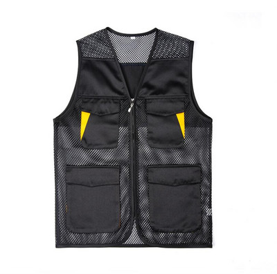 Vīriešu veste ar V veida kakla izgriezumu ar rāvējslēdzēju tīkla jaka bez piedurknēm pavasara vasara vīriešu daudzkabatu liela izmēra veste L-6XL