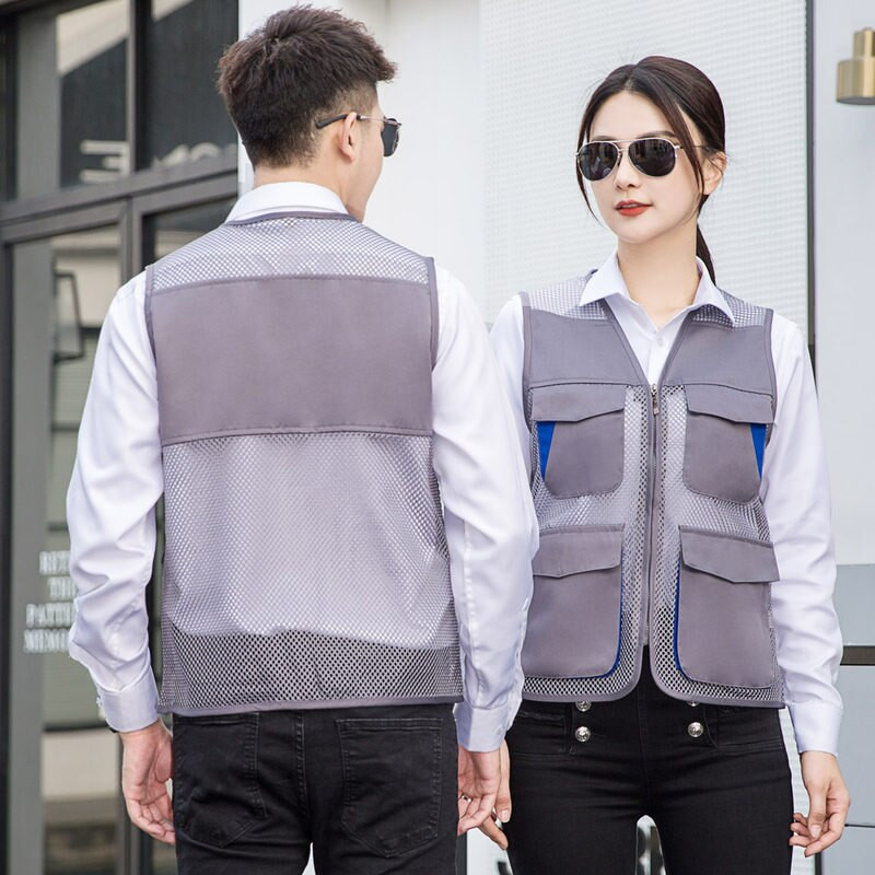 Vīriešu veste ar V veida kakla izgriezumu ar rāvējslēdzēju tīkla jaka bez piedurknēm pavasara vasara vīriešu daudzkabatu liela izmēra veste L-6XL